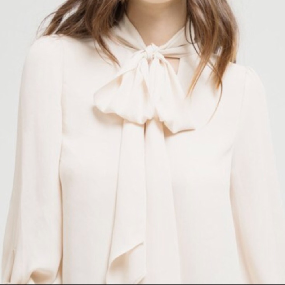 Beige Floppy Bow Blouse! SALE